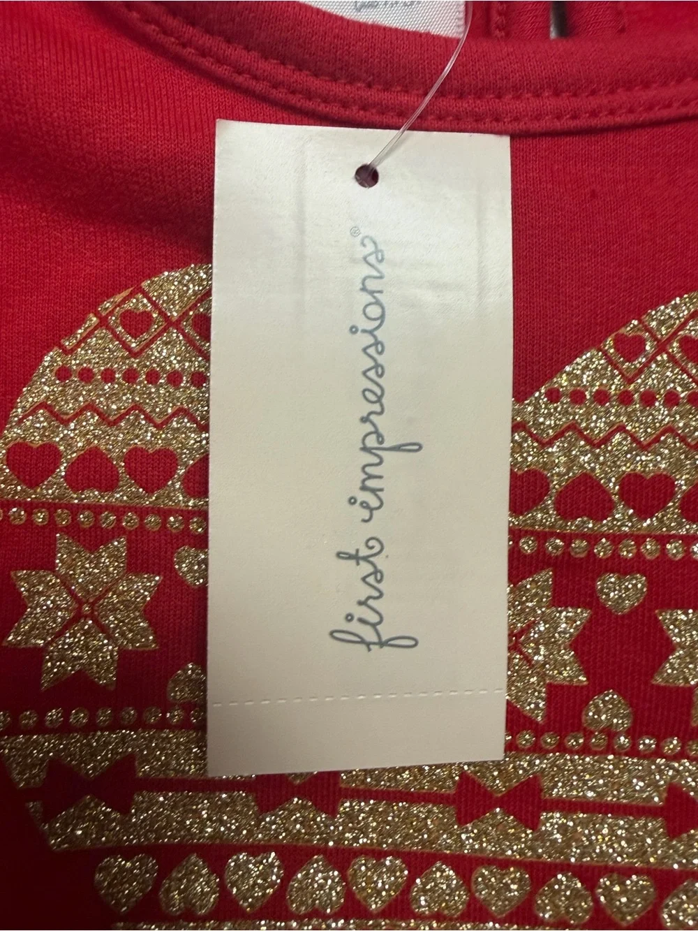 Red Baby Dress with Gold Heart Accent